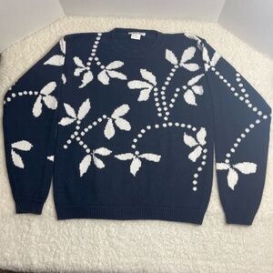 Vintage 90s Bleyle Ramie Cotton Sweater –Black Botanical Size M